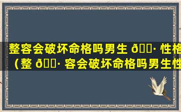 整容会破坏命格吗男生 🌷 性格（整 🌷 容会破坏命格吗男生性格特征）